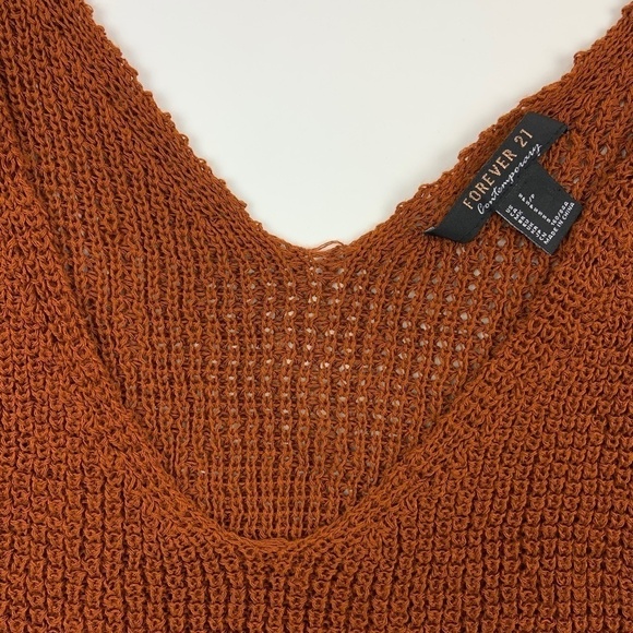 Forever 21 Tank Top Womens Small V Neck Knitted Orange - Picture 3 of 6